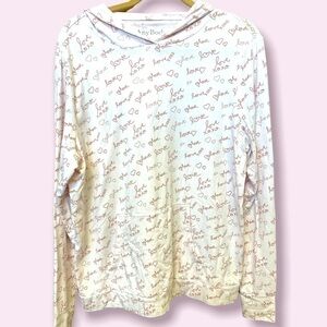 𝅺any Body, ladies tee size medium, light weight, long sleeve, with hood